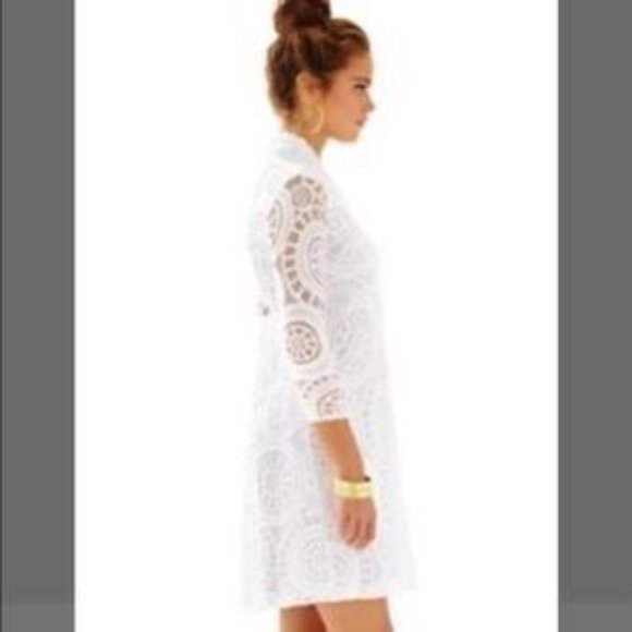 NWT LILLY PULITZER ALEXANDRA WHITE BUBBLE LACE M - Picture 3 of 4
